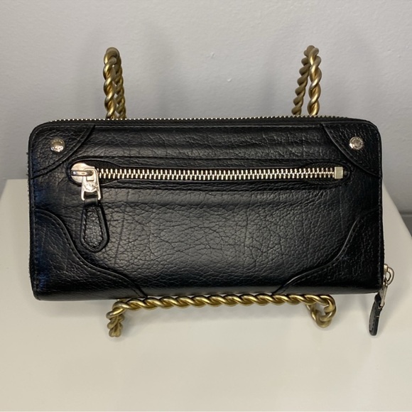 Coach Mickie Black Leather Continental Zip Around Wallet w/Horse & Carriage EUC - Picture 2 of 6